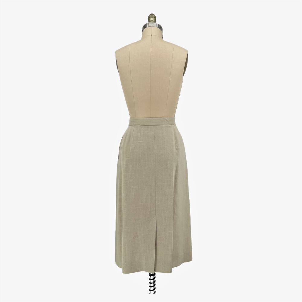 Vintage 70s/80s Jones New York Beige Linen Button Front Midi Skirt Large - Picture 3 of 10